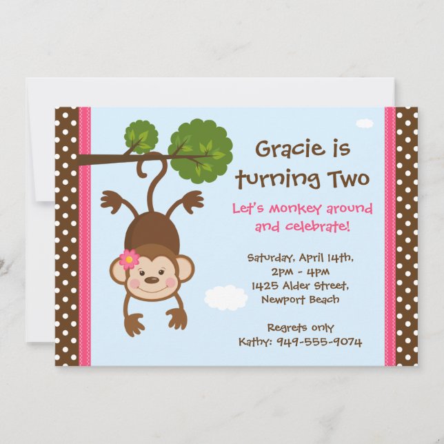 Convite de Aniversário do Macaco (Frente)