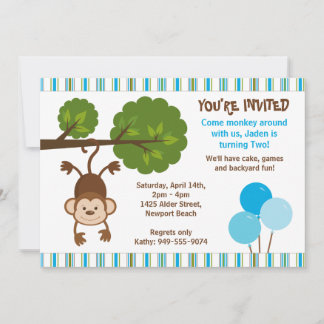 Convite de Aniversário do Macaco com Envelope Corr