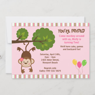 Convite de Aniversário do Macaco com Envelope Corr