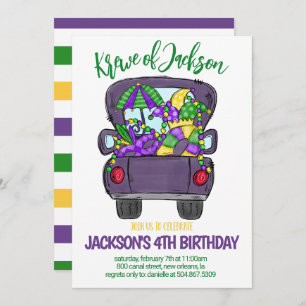 Convite de Aniversário do Mardi Gras