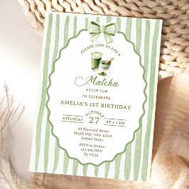Convite de Aniversário do Matcha do Laço Verde