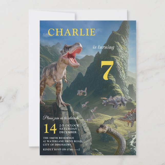 Convite de Aniversário do Menino da Ilha do Dinoss (Frente)