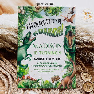 Convite de Aniversário do Menino do Dinosaur Patty