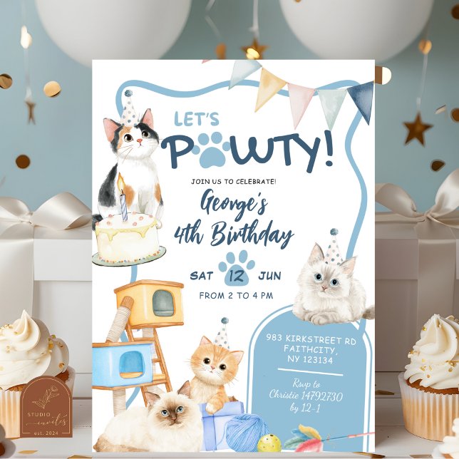 Convite de Aniversário do Menino Let's Pawty do Ga (Criador carregado)