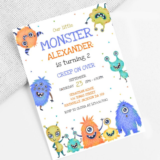 Convite de Aniversário do Menino Monstro (Criador carregado)