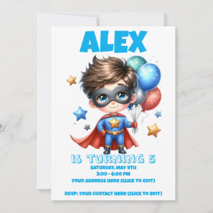 Convite de Aniversário do Menino Super-Herói Edi