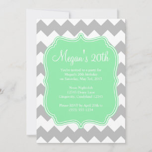 Convite de Aniversário do Mint Quatrefoil Chevron