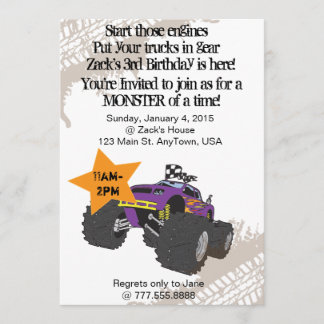Convite de Aniversário do Monster Truck