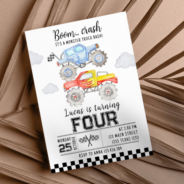 Convite de Aniversário do Monster Truck (Criador carregado)