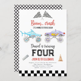 Convite de Aniversário do Monster Truck