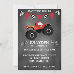 Convite de Aniversário do Monster Truck Chalkboard