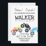 Convite de Aniversário do Monster Truck Kid<br><div class="desc">Convite de Aniversário do Monster Truck Watercolor Kid. Mão pintada! Clássico,  e perfeito para o seu grande dia! Convidado de aniversário de caminhoneiros monstros e enlameados</div>