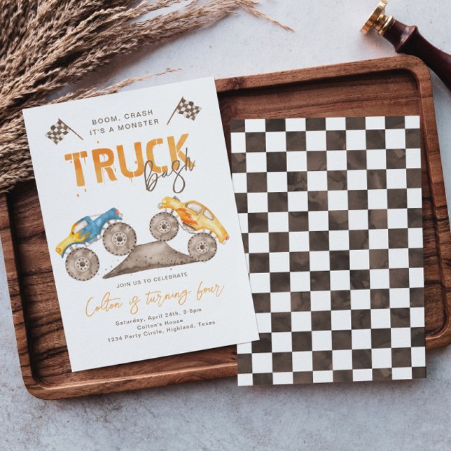 Convite de Aniversário do Monster Truck | Monster  (Criador carregado)