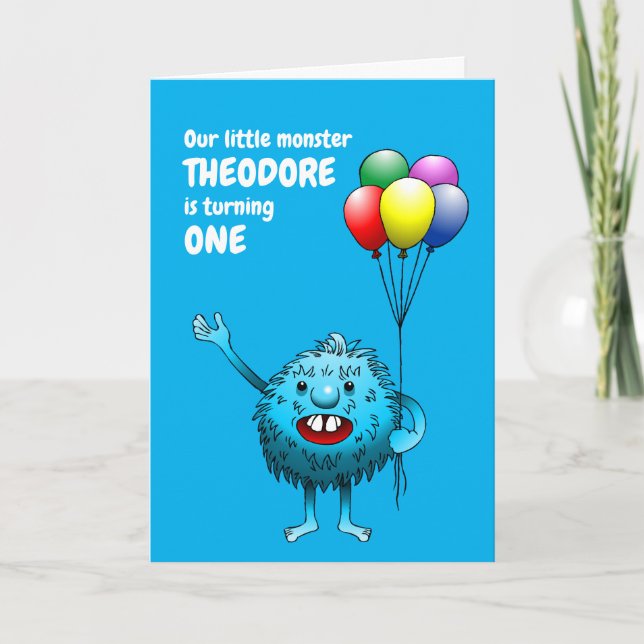 Convite de Aniversário do Monstro Azul Fofinho e B (Frente)