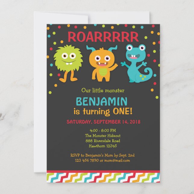 Convite de Aniversário do Monstro, Convide Monstro (Frente)