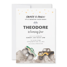 Convite de Aniversário do Monstro do Smash & Crash