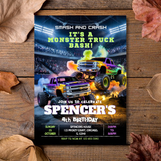 Convite de Aniversário do Monstro do Smash & Crash