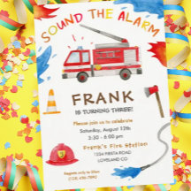 Convite de aniversário do Motor de Fogo do Caminhã