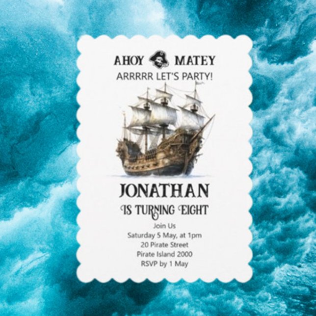 Convite de Aniversário do Navio do Partido Pirata ( Set sail on an unforgettable adventure—invite friends today!)