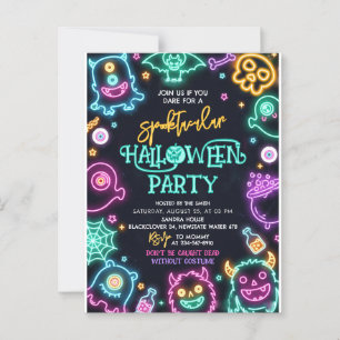 Convite de Aniversário do Neon Halloween Spooktacu