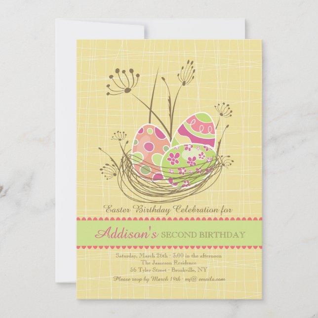 Convite de aniversário do ninho da natureza (Frente)