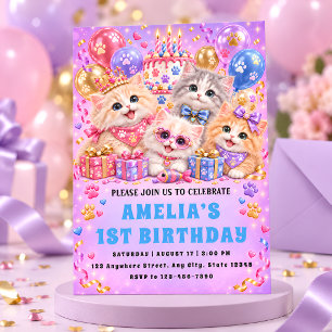 Convite de Aniversário do Nosso Pequeno Gatinho Co