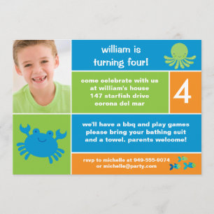 Convite de aniversário do oceano