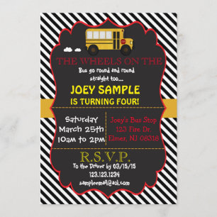 Convite de Aniversário do Ônibus Escolar