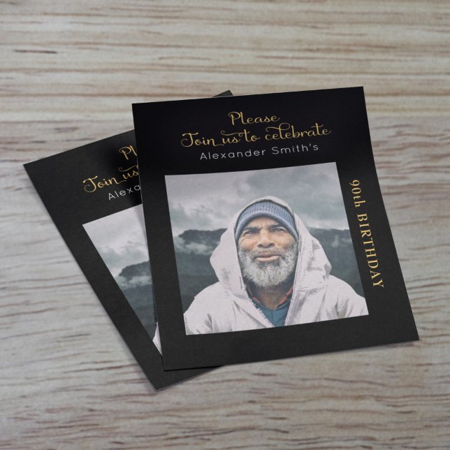 Convite De Aniversário Do Orçamento Preto E Dourad (Criador carregado)