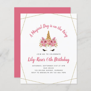 Convite de Aniversário do ORÇAMENTO   Unicórnio Fl