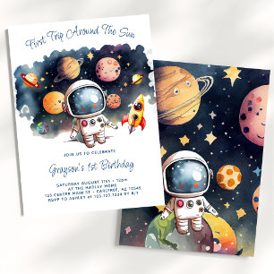 Convite de Aniversário do Outerspace Planets Boy F