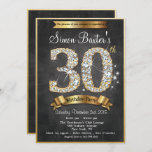 Convite de Aniversário do Painel de Diamante Doura<br><div class="desc">30 Dourado Diamond Sparkle Bling Chalkboard Faux Dourado Convite de Aniversário Metálico</div>