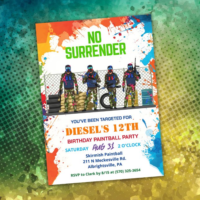 Convite de aniversário do Paintball (Criador carregado)