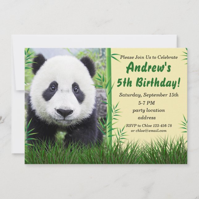 convite de aniversário do Panda (Frente)
