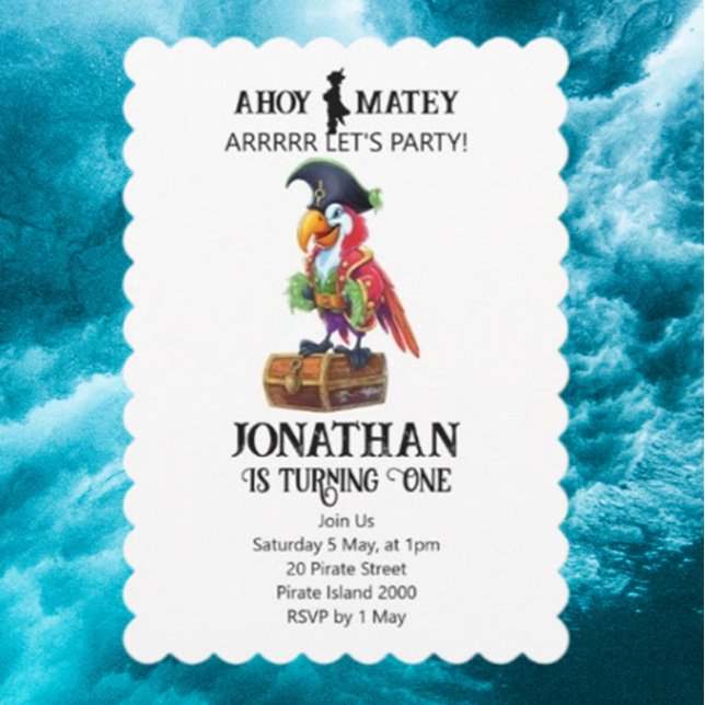 Convite de Aniversário do Papagaio do Partido Pira (Celebrate with joy! Create fun, vibrant Pirate Party Parrot birthday invitations that bring smiles  )