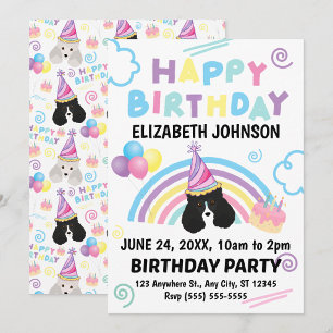 Convite de Aniversário do Parti Poodle