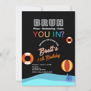 Convite de Aniversário do Partido Bruh Piscina