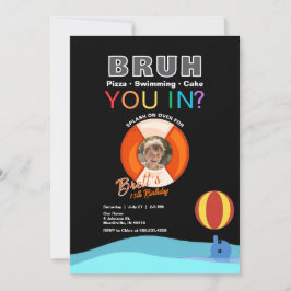 Convite de Aniversário do Partido Bruh Piscina com