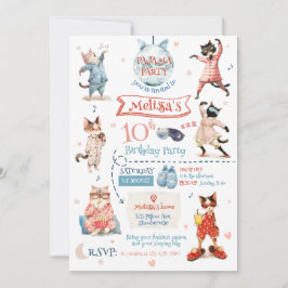 Convite de Aniversário do Partido Cat Pajama