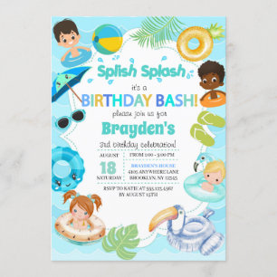 Convite de Aniversário do Partido da Piscina de Ab