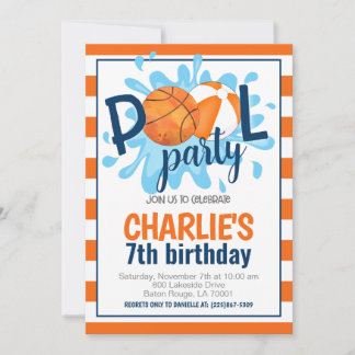 Convite de Aniversário do Partido da Piscina de Ba