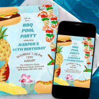 Convite de Aniversário do Partido da Piscina de ch