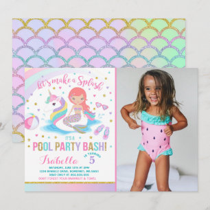 Convite de Aniversário do Partido da Piscina de U