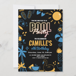 Convite de Aniversário do Partido da Piscina Elega