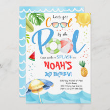 Convite de Aniversário do Partido da Piscina Legal