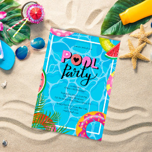 Convite de Aniversário do Partido da Piscina Moder
