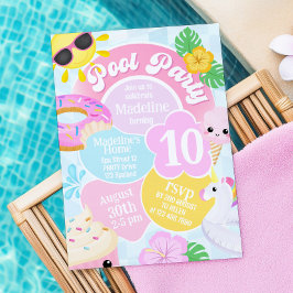 Convite de Aniversário do Partido da Piscina Retro