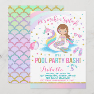 Convite de Aniversário do Partido da Piscina Unicó