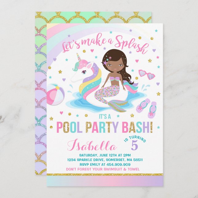 Convite de Aniversário do Partido da Piscina Unicó (Frente/Verso)