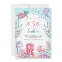 Convite de Aniversário do Partido da Sereia Mágica